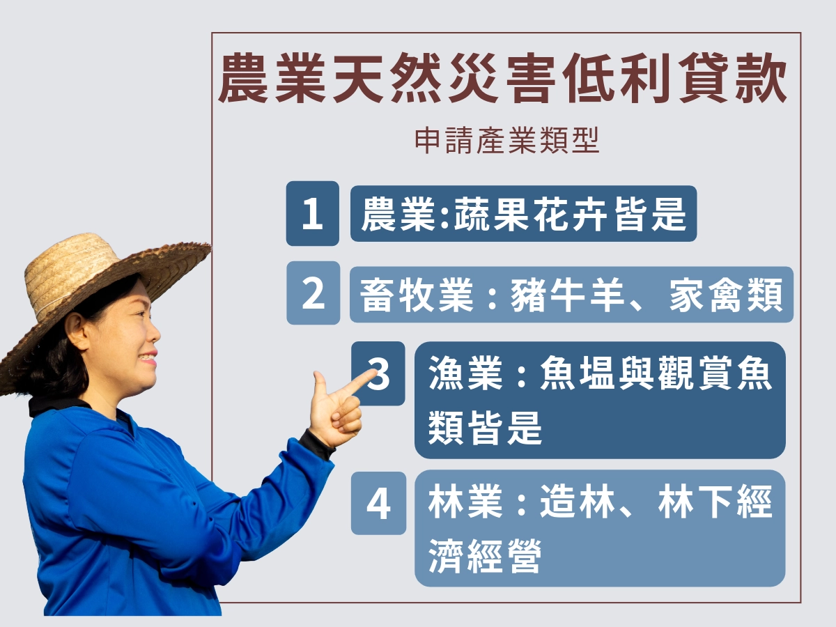 龍業天然災害低利貸款申請產業別