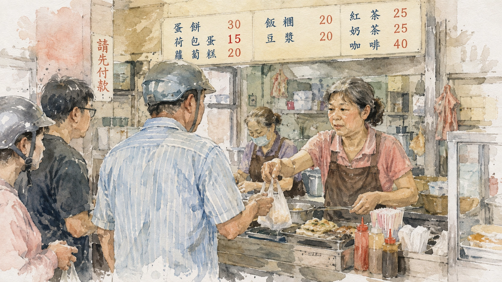 AI生成圖 台灣早餐店阿姨 用於「餐飲業貸款」