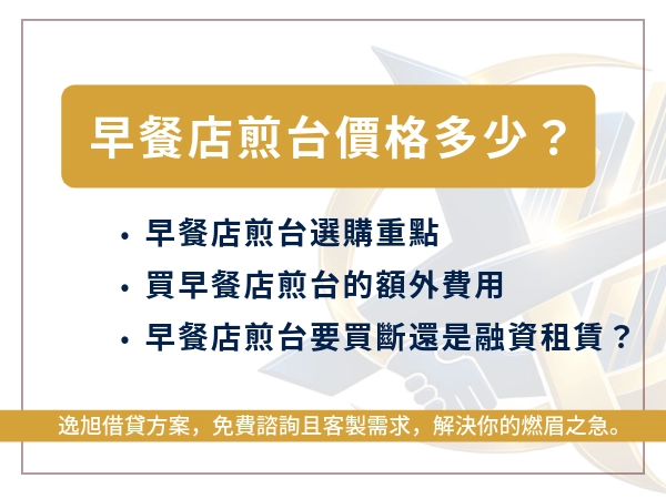 早餐店煎台價格多少？早餐店煎台價格多少？尺寸、材質、加熱方式、額外費用與買租比較